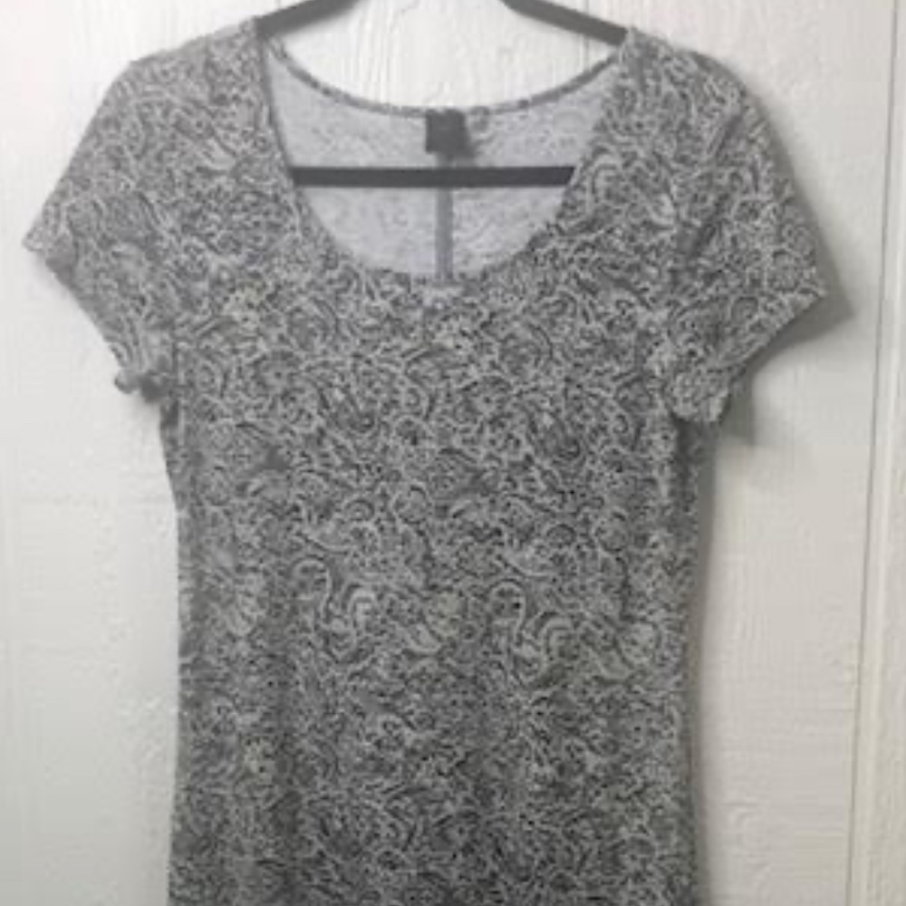 PERUVIAN CONNECTION FLORAL A-LINE GREY DRESS SZ. S